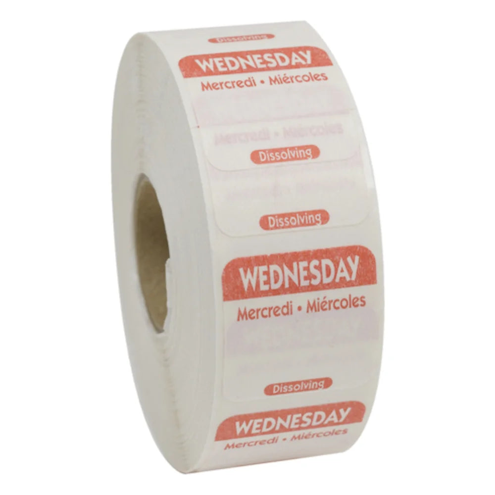 NCCO Trilingual Red Wednesday Dissolvable Label, 1 Inch X 1 Inch — 1 Per Case