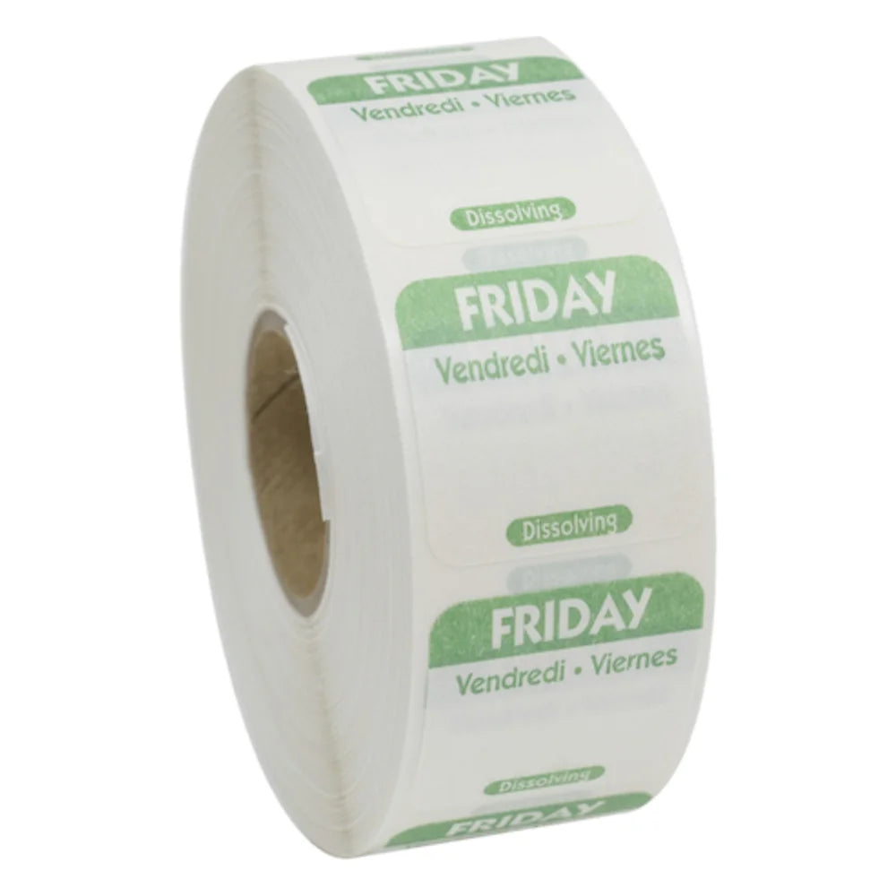 NCCO 1 Inch X 1 Inch Trilingual Green Friday Dissolvable Label, 1000 Each — 1 Per Case