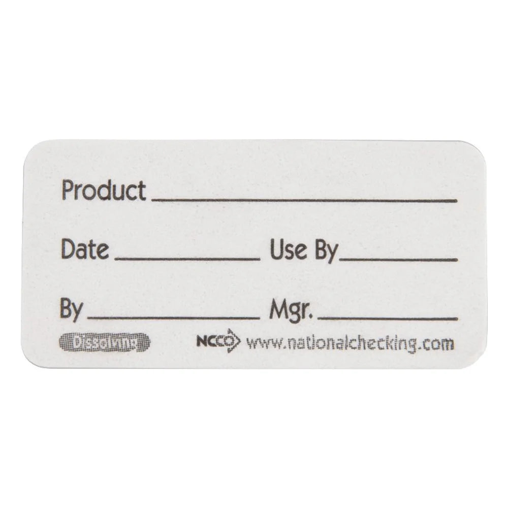 NCCO Dissolvable Product Label, 1" x 2", 500 Count — 36 Per Case