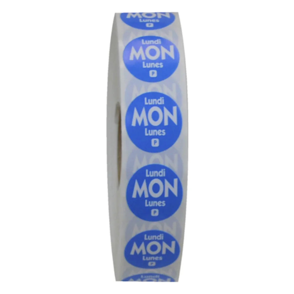 NCCO .75 Inch Circle Trilingual Permanent Blue Monday Label, 2000 Each — 1 Per Case