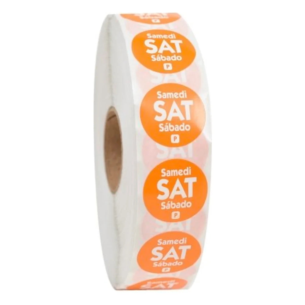 NCCO .75 Inch Circle Trilingual Permanent Orange Saturday Label — 1 Per Case