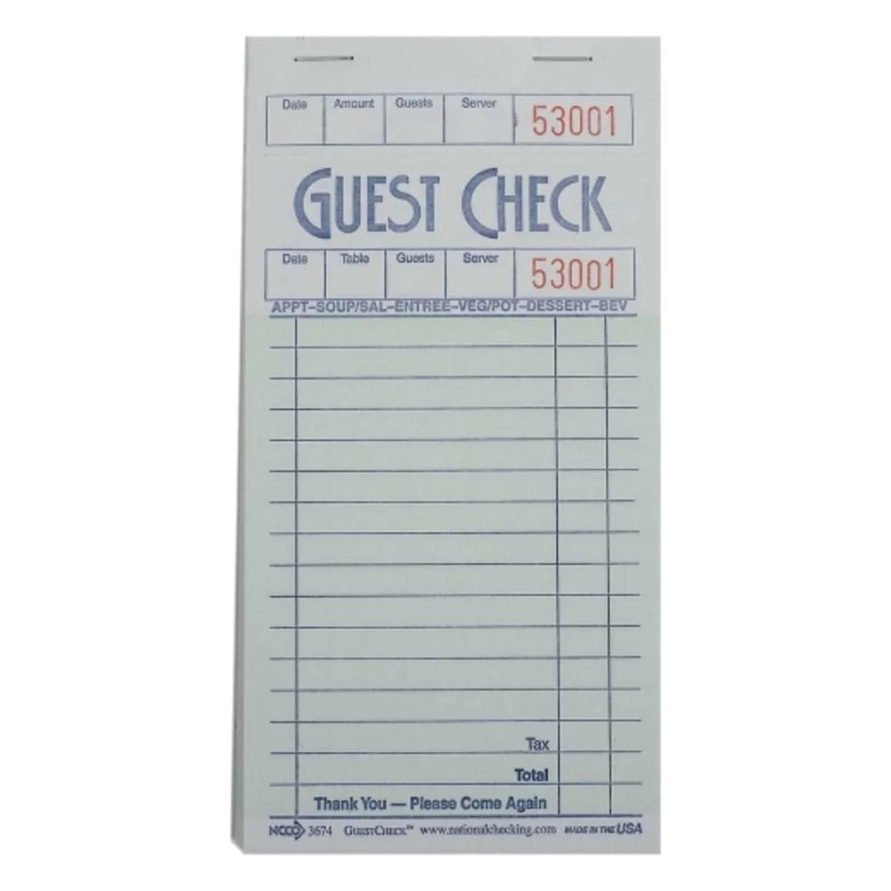 NCCO Guest Check 1 Part 3.5X6.75 — 1 Per Case