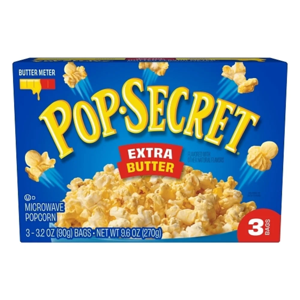 Pop Secret Extra Butter Flavor Microwave Popcorn Sharing Bags, 9.6 Ounce — 6 Per Case