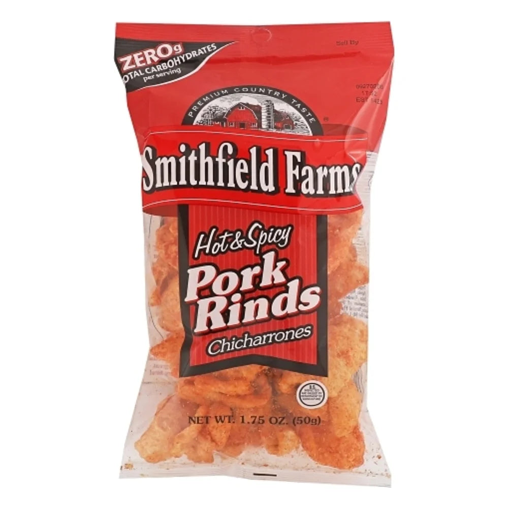 Smithfield Farms Hot & Spicy Pork Rinds, 1.75 Ounce — 12 Per Case