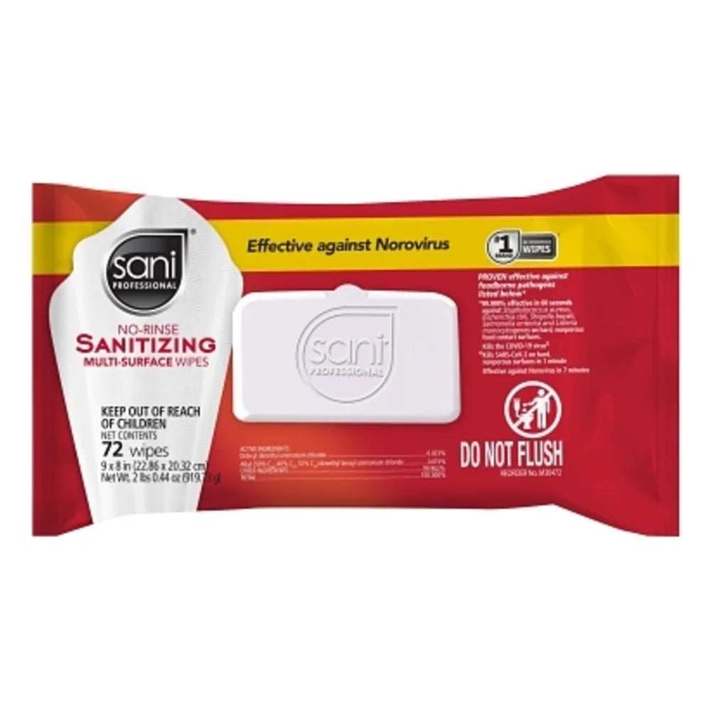 Sani Professional Sanitizing Multi-Surface Wipes, 72 Count — 12 Per Case