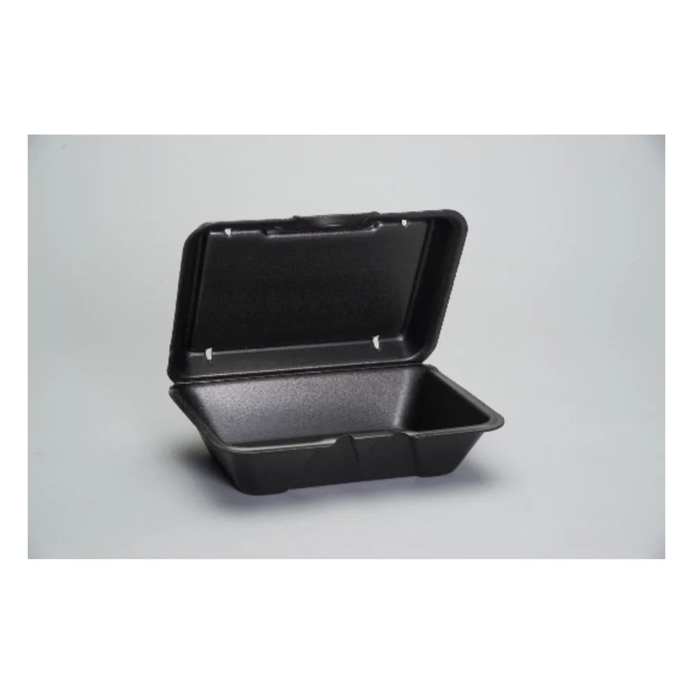 Genpak Large Deep All Purpose Foam Hinged Container Black, 9.19 Inch X 6.5 Inch X 2.875 Inch — 200 Per Case