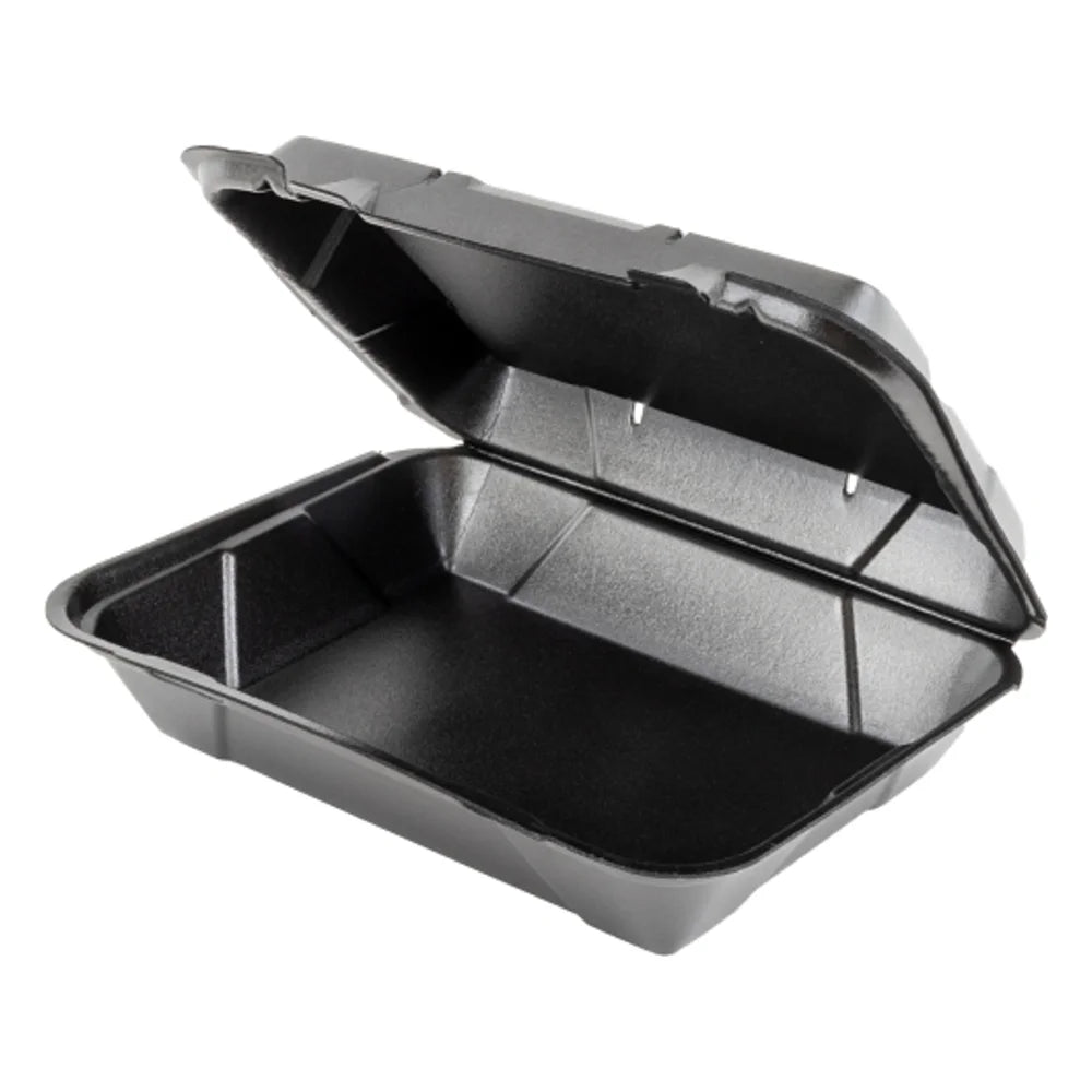 Genpak Hinged Foam Super Jumbo Vented Container Black, 100 Count — 2 Per Case