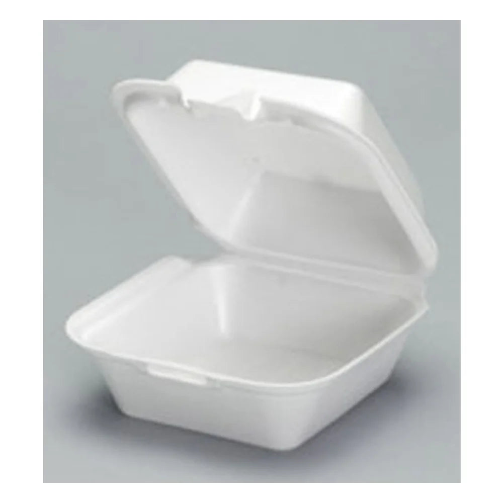 Genpak Foam 5.81X5.69 1 Compartment White 3.13"H Hinged Lid Snap It Container — 500 Per Case