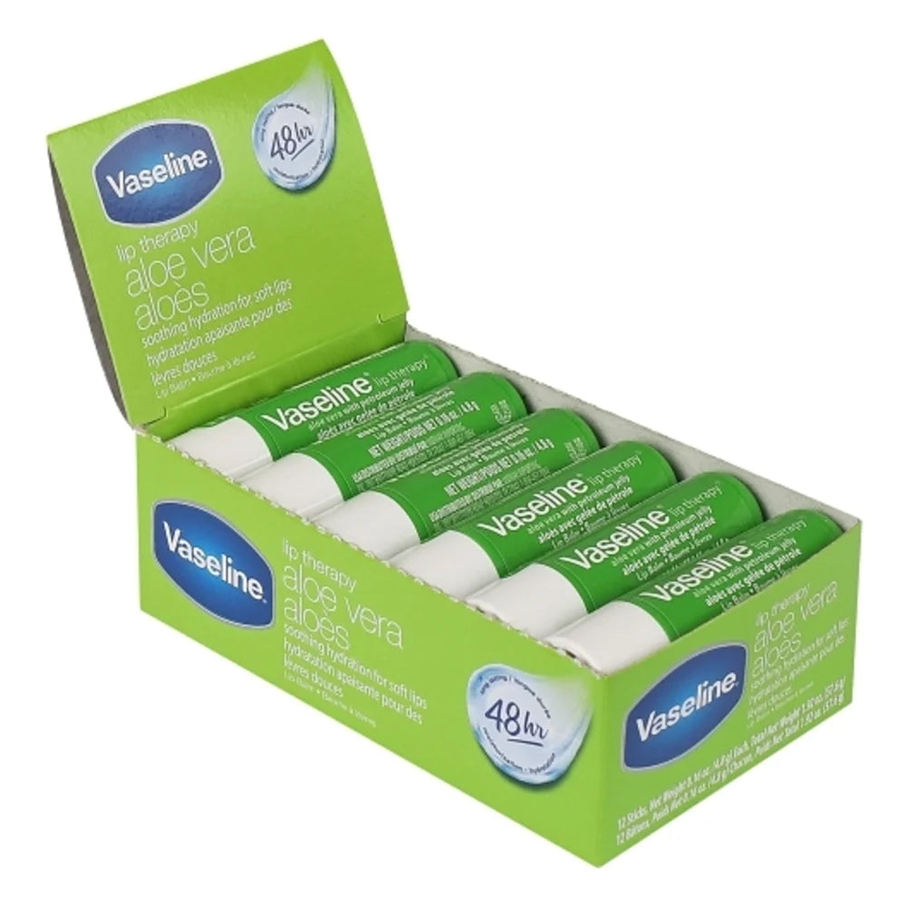 Vaseline Aloe Lip Single, 0.16 Ounce — 72 Per Case