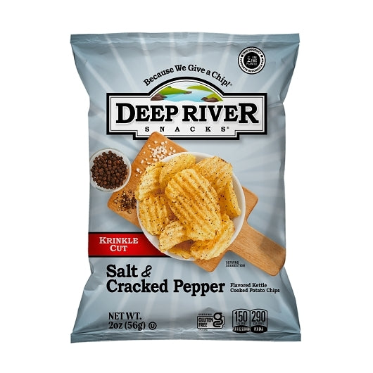Deep River Snacks Cracked Pepper & Salt Krinkle Cut Kettle Potato Chips, 2 Ounce — 24 Per Case