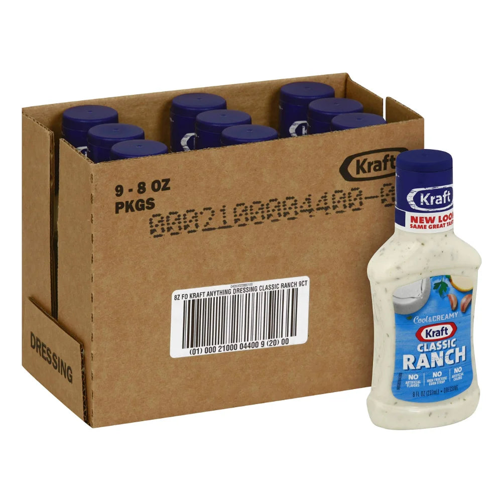 Kraft Classic Ranch Dressing Bottle, 8 Fluid Ounce — 9 Per Case