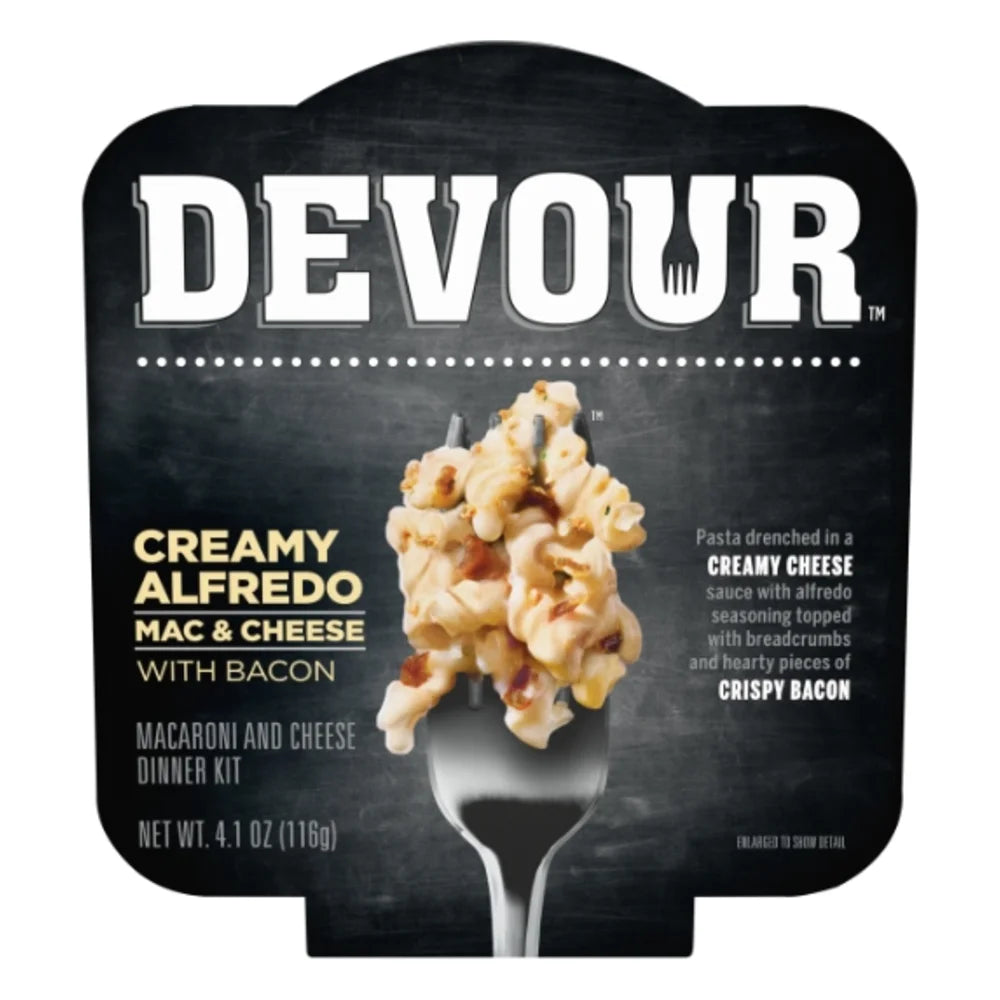 Devour Single Serve Alfredo & Bacon Mac N Cheese, 4.1 Ounce — 6 Per Case