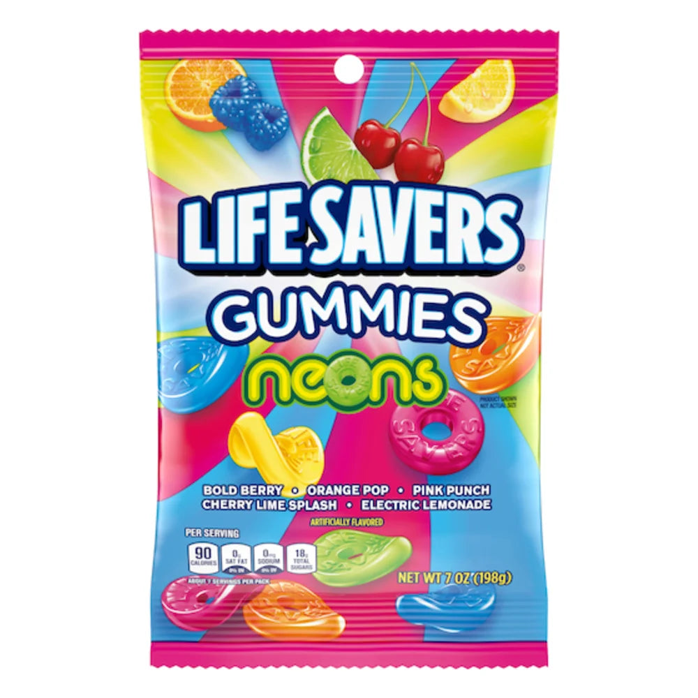 Life Savers Neon Gummies Bag, 7 Ounce — 12 Per Case