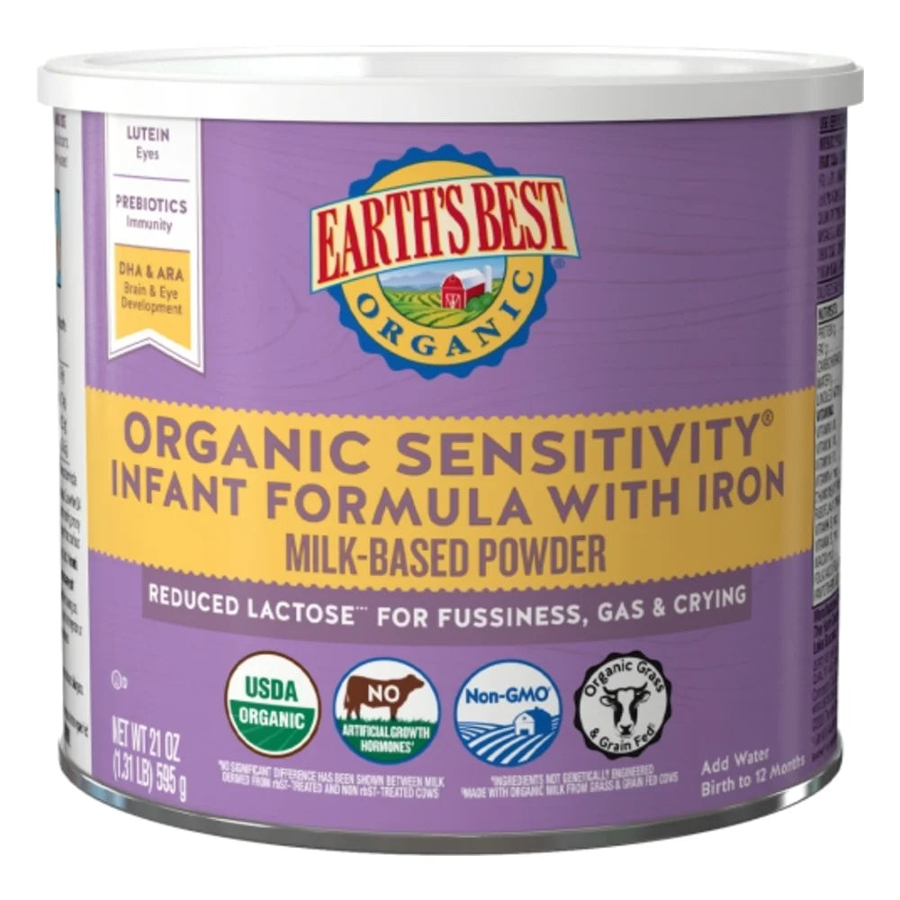 Earth's Best Organic Sensitivity Non-Gmo Milk-Based Powder Infant Formula Can With Iron, 21 Ounce — 4 Per Case