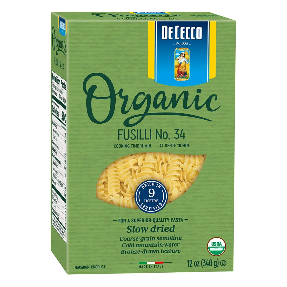 De Cecco No. 34 100% Organic Fusilli, 0.75 Pound — 12 Per Case