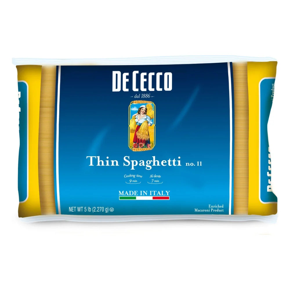 De Cecco No. 11 Thin Spaghettini, 5 Pound — 4 Per Case