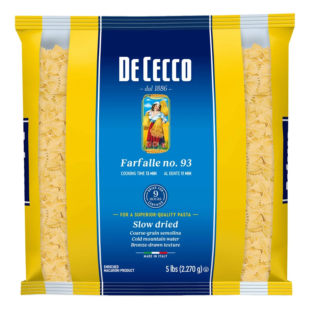 De Cecco No. 93 Farfalle, 5 Pound — 4 Per Case