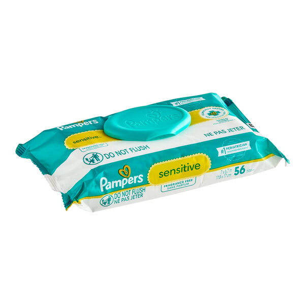 Pampers Baby Wipes Sensitive - 56 ct — Case of 8