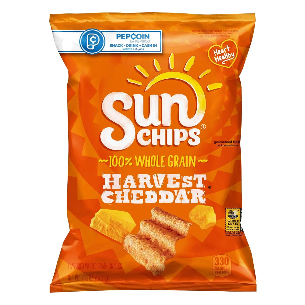SunChips Harvest Cheddar Whole Grain Chips, 2.375 Ounce — 24 Per Case
