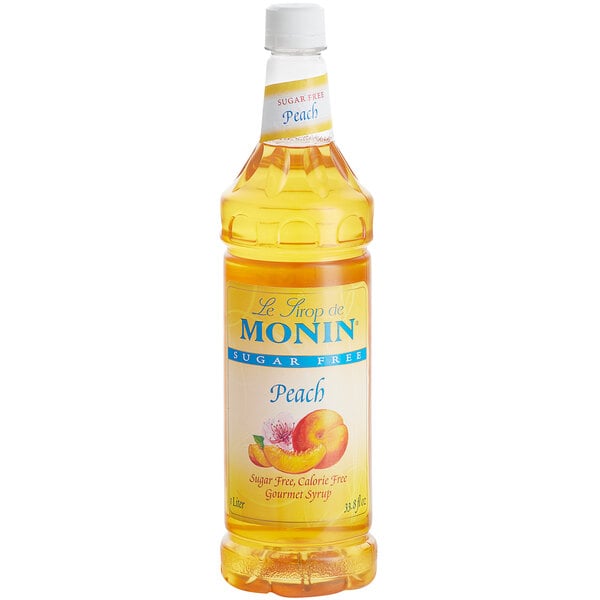 Monin Sugar-free Peach Syrup - 1 L — Case of 4