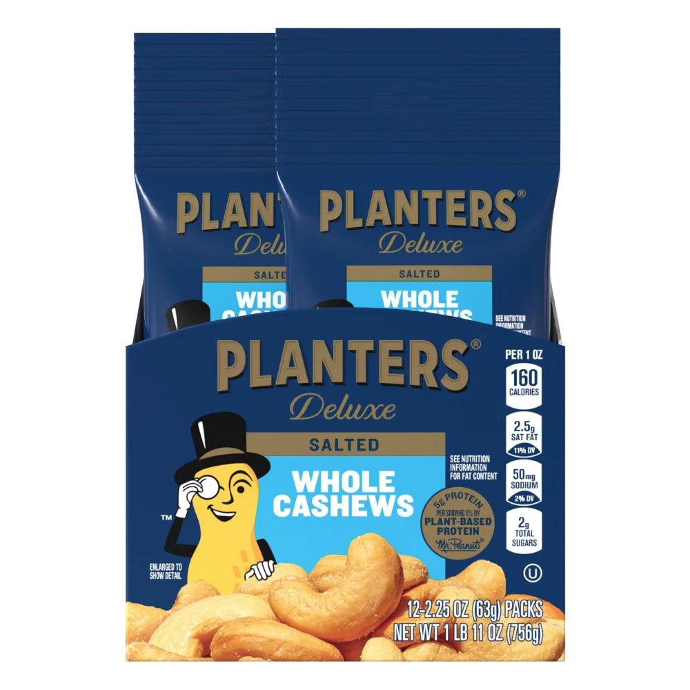 PLANTERS Deluxe Cashews, 2.25 Ounce — 72 Per Case