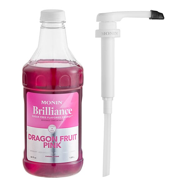 Monin Sugar Free Pink Dragon Fruit Energy Concentrate - 64 oz — Case of 4