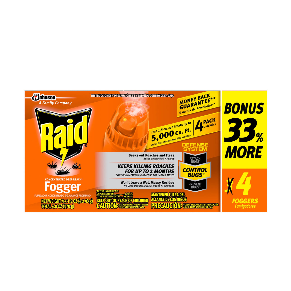 Raid Concentrated Fogger, 4PK 1.5 oz — 8 Per Case