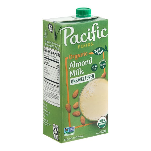 Pacific Foods Organic Original Unsweetened Almond Milk - 32 fl oz — Case of 12