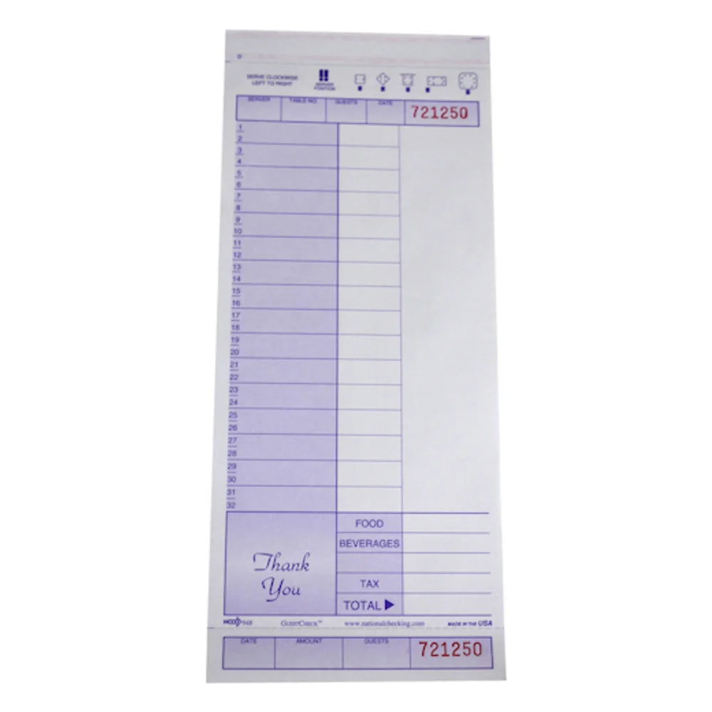 NCCO 4.2 Inch X 9.75 Inch 2 Part Carbonless Purple Guest Check — 10 Per Case