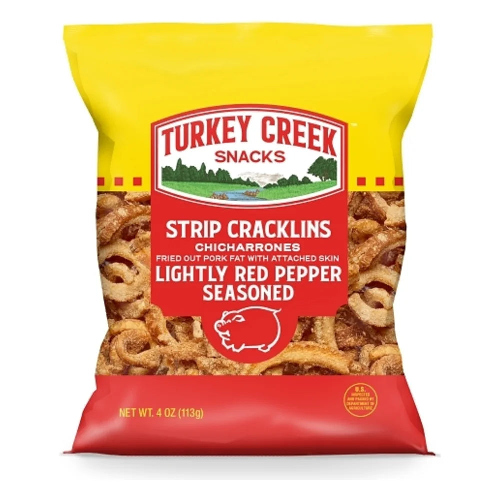 Turkey Creek Snacks Box Of Strip Cracklins, 4 Ounce — 12 Per Case