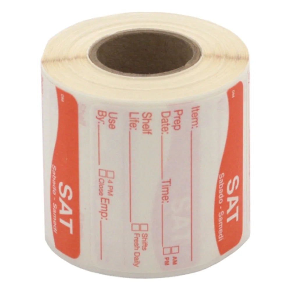 Daymark Dissolvemark-Dissolvable Adhesive 2 Inch X 2 Inch Rectangle Saturday Shelf Life Label, 250 Count — 12 Per Case