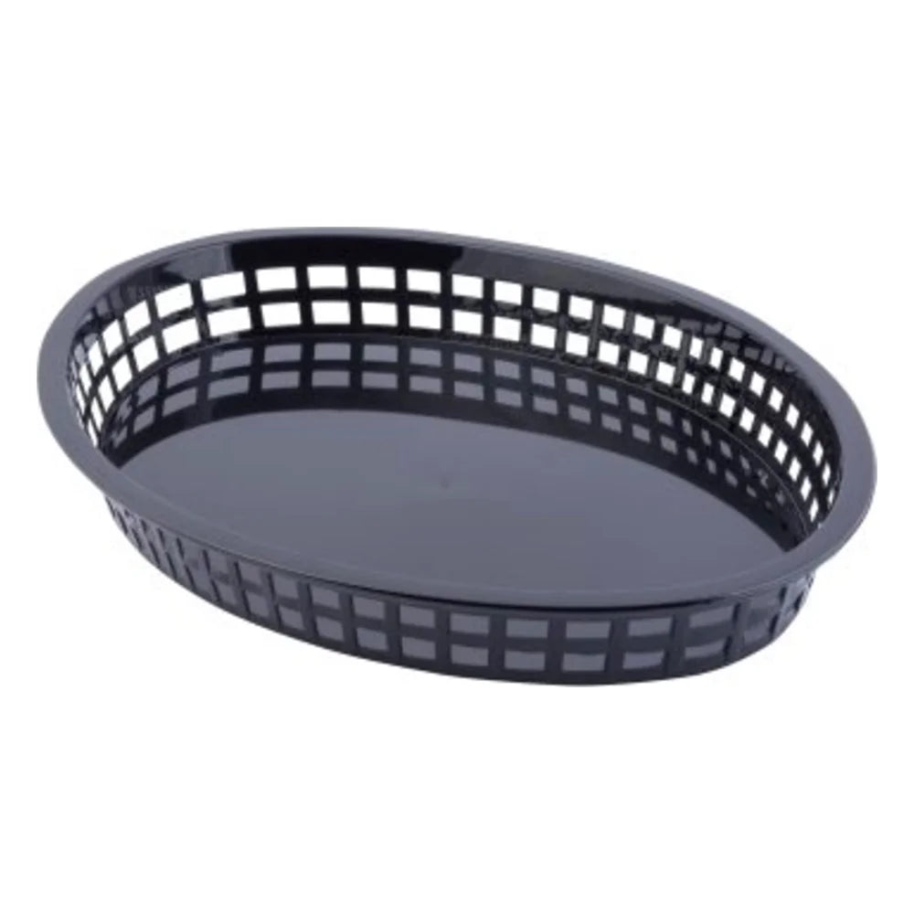 Tablecraft 12.75 Inch X 9.5 Inch X 1.5 Inch Jumbo Platter Oval Black Plastic Basket — 36 Per Case