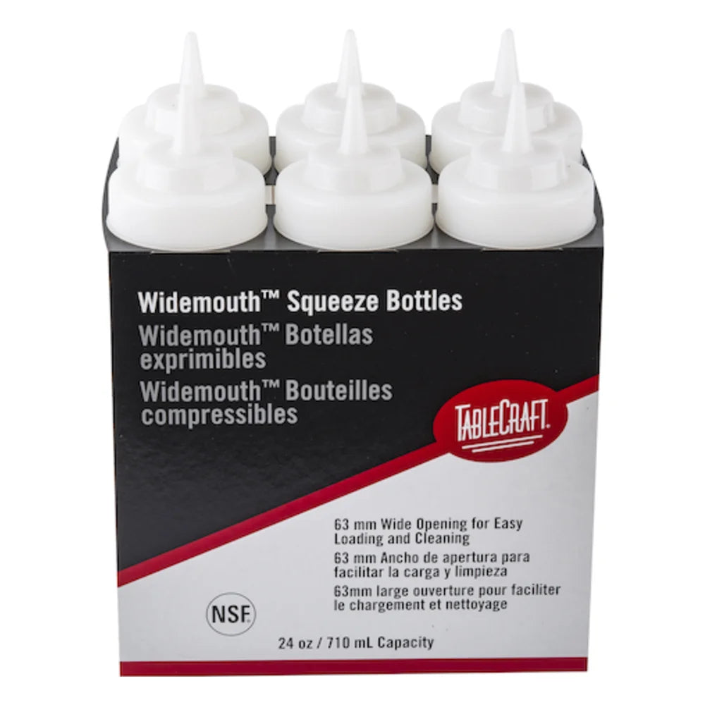 Tablecraft Squeeze Bottle Wide Mouth Clear, 24 Ounce — 8 Per Case