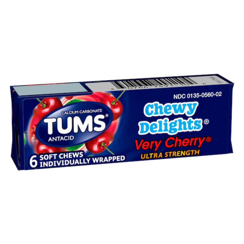 Tums Very Chewy Delights Cherry, 6 Count — 12 Per Case