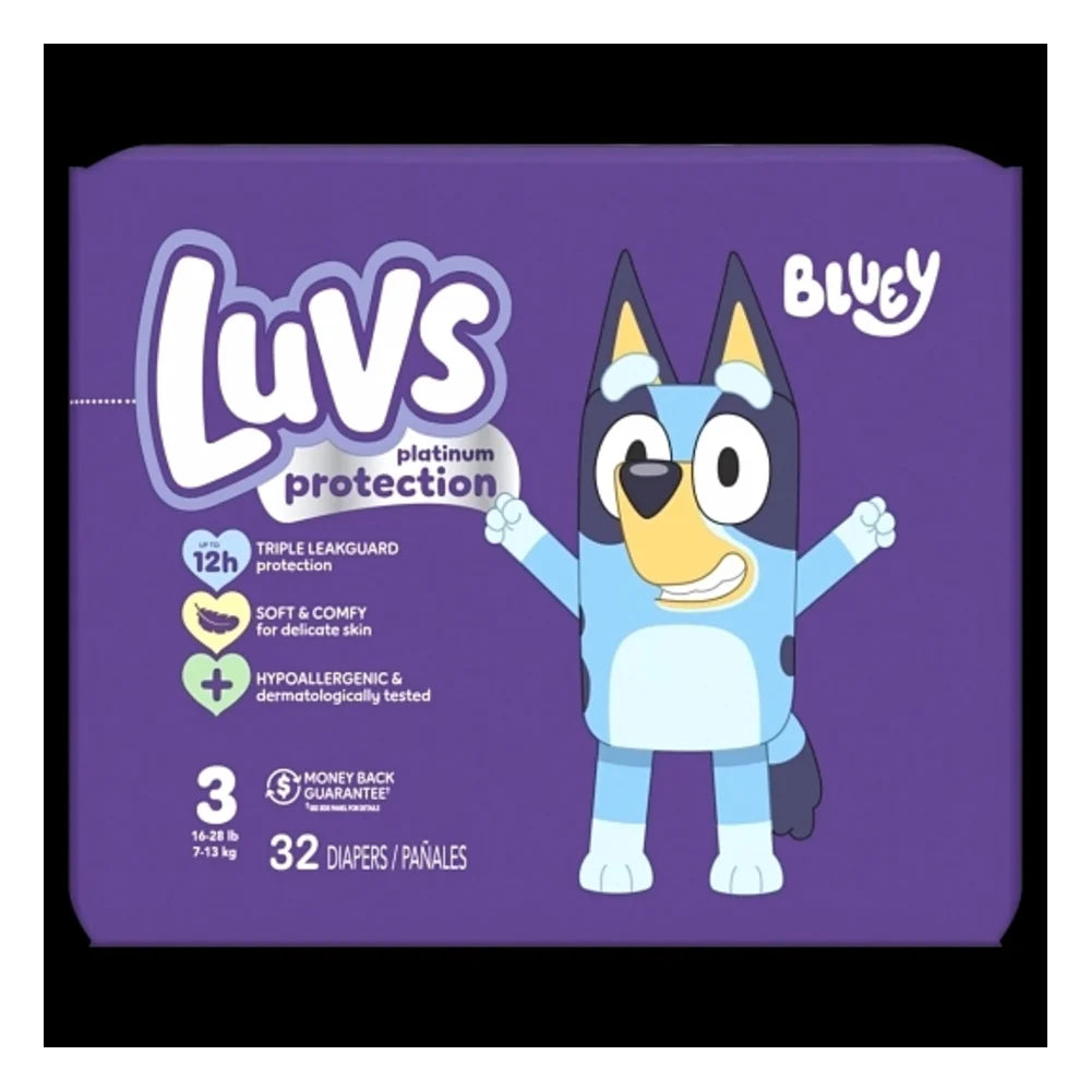 Luvs Platinum Size 3 Jumbo Diapers, 32 Count — 4 Per Case