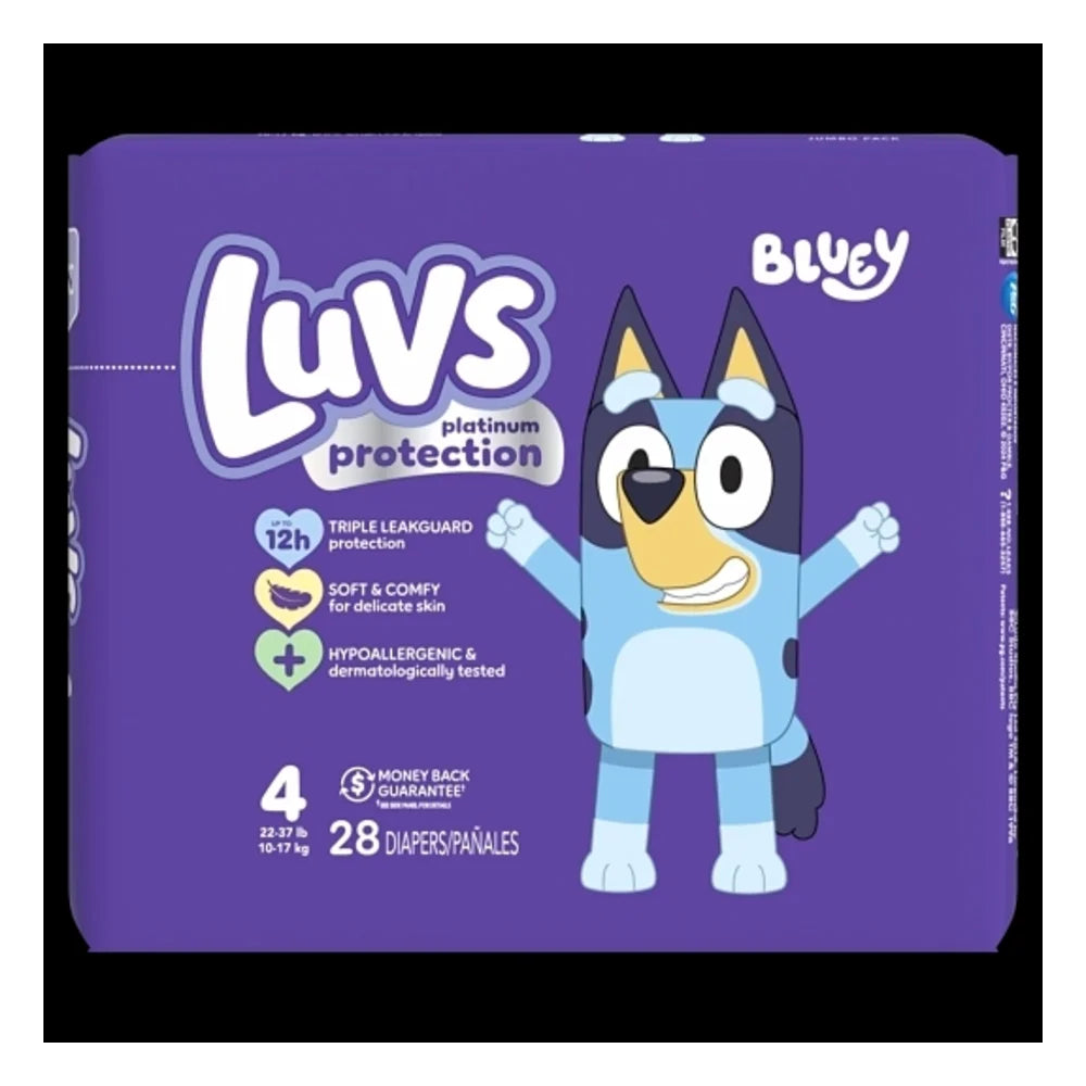 Luvs Platinum Size 4 Jumbo Diapers, 28 Count — 4 Per Case