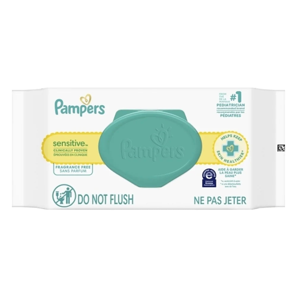 Pampers Sensitive Baby Wipes None Perfume-Free, 36 Count — 12 Per Case