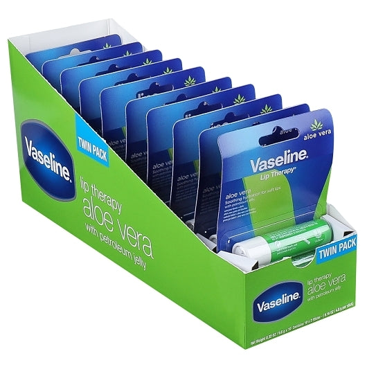 Vaseline Aloe Lip Twin Pack, 0.32 Ounce — 20 Per Case