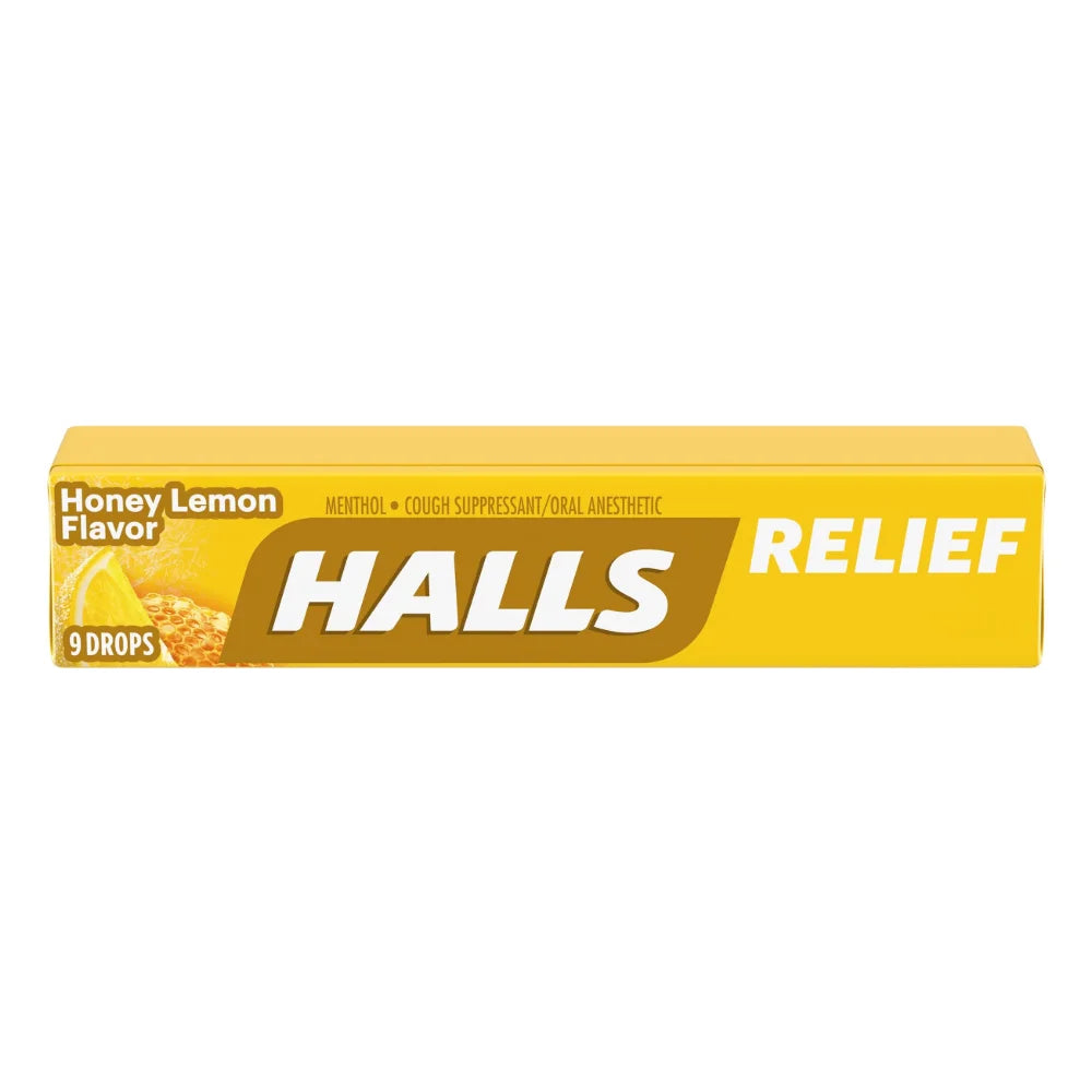 Halls Honey Lemon Cough Drops, 9 Count — 480 Per Case