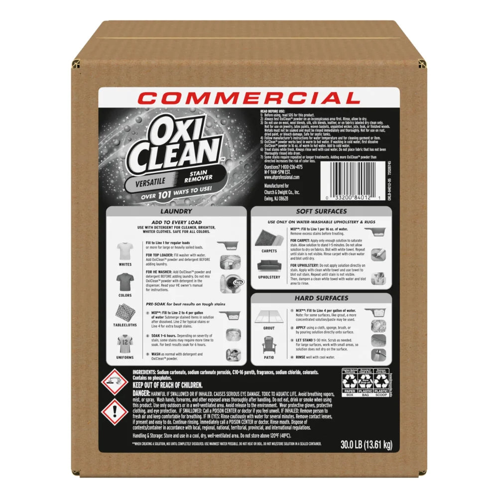 Oxiclean Versatile Stain Remover, 30 Pound — 1 Per Case