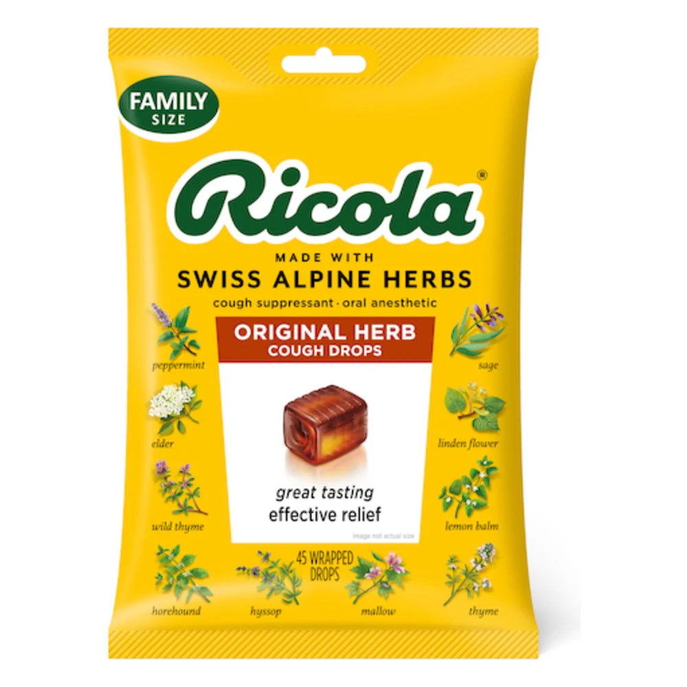 Ricola Original Herbed Oral Anesthetic Cough Suppressant Bags, 6.4 Ounce — 6 Per Case