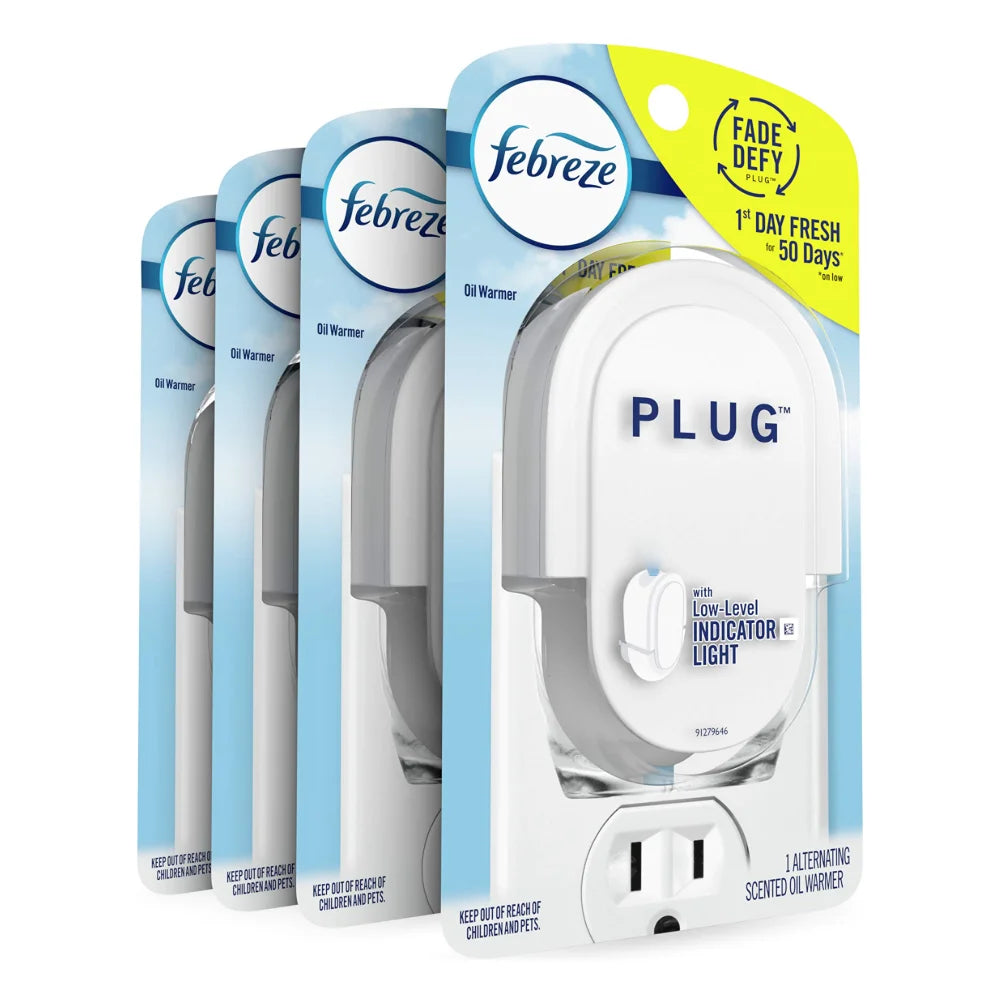 Febreze Odor-Eliminating Fade Defy Plug Air Freshener Warmer Device, 1 Count — 4 Per Case