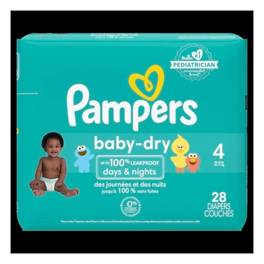 Pampers Diapers Size 4, 28 Count — 4 Per Case