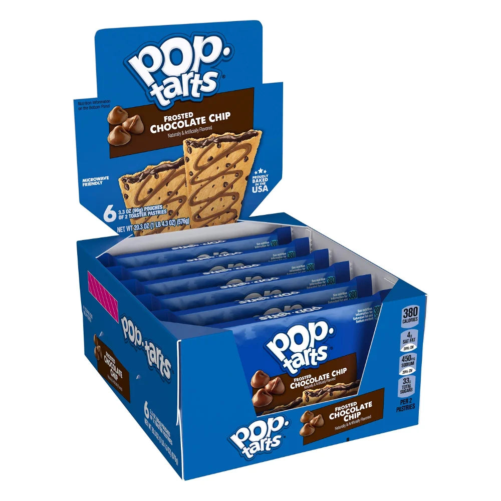 Pop-Tarts Frosted Chocolate Chip Pastry Open & Fold Display, 3.3 Ounce — 72 Per Case