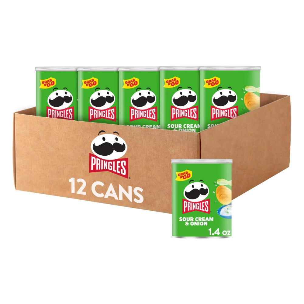 Pringles Grab & Go Sour Cream & Onion Potato Crisp, 1.4 Ounce — 12 Per Case