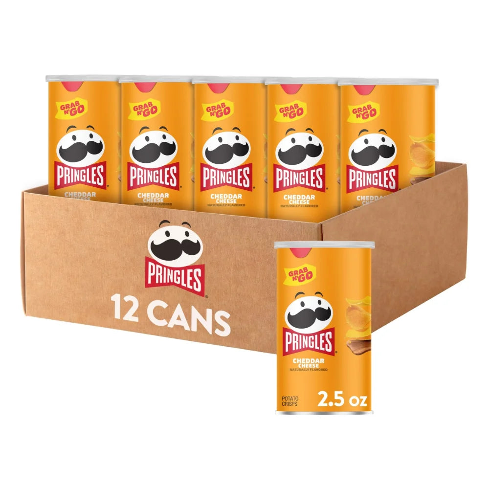 Pringles Grab & Go Cheddar Cheese Potato Crisp, 2.5 Ounce — 12 Per Case