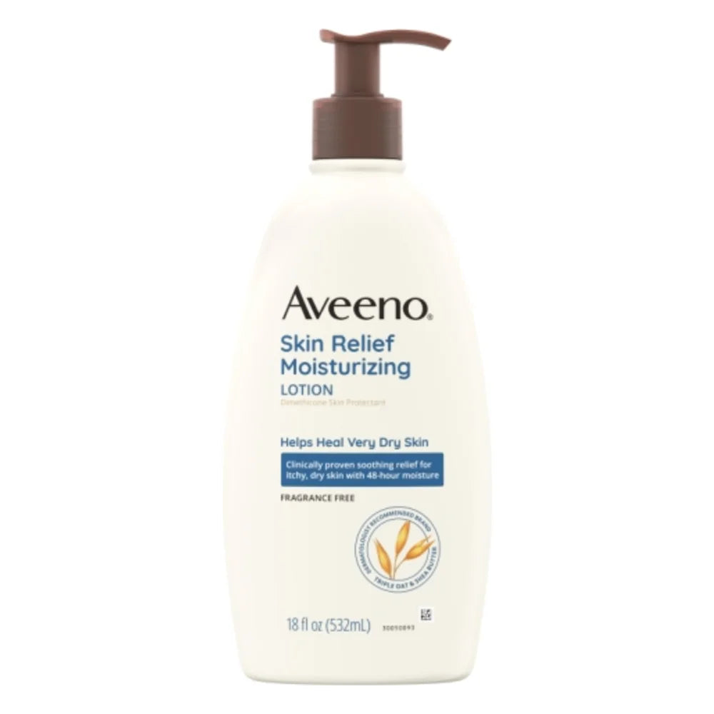 Aveeno Skin Relief Moisturizing Lotion Fragrance Free, 18 Fluid Ounce — 12 Per Case