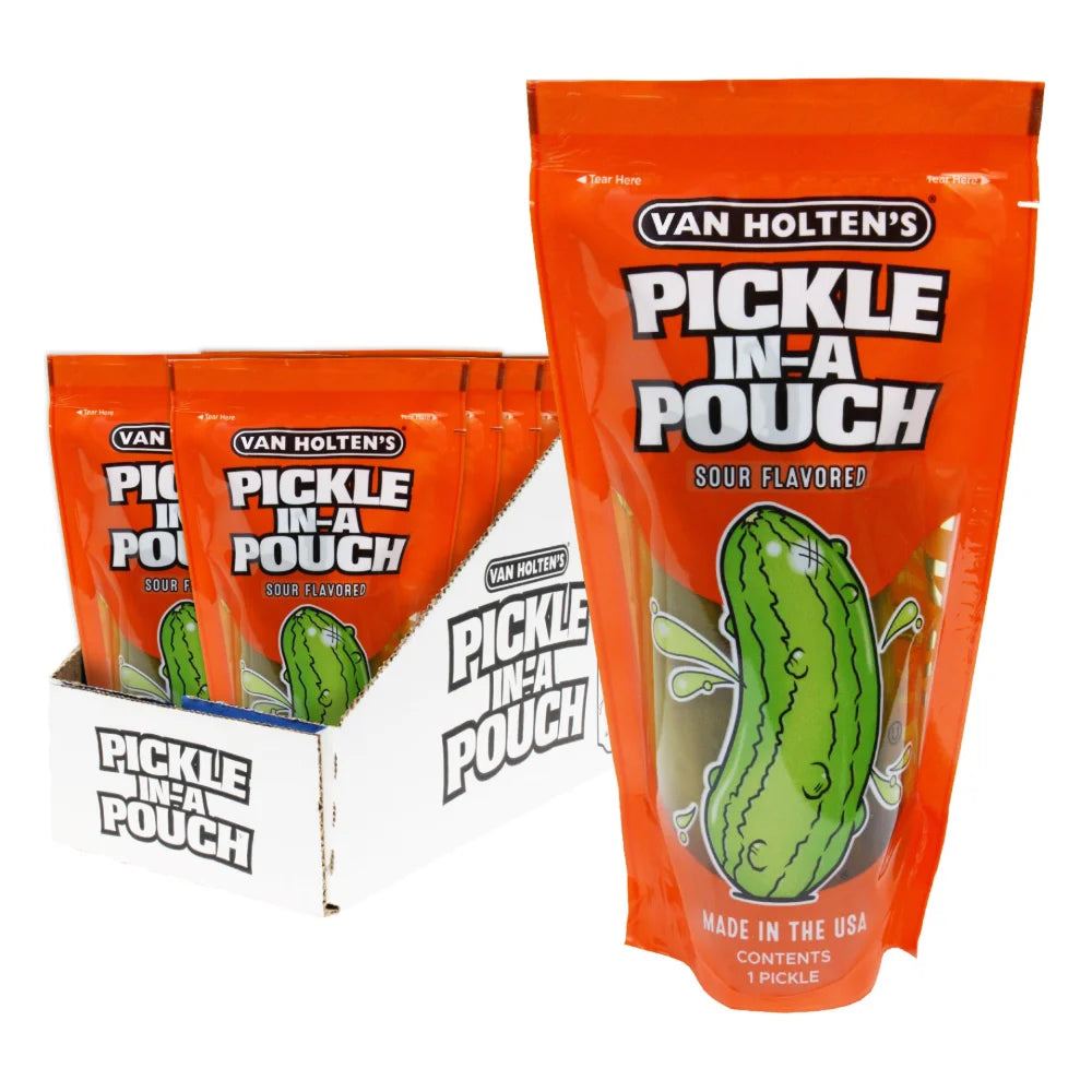 Van Holten's Jumbo Sour Pickle Whole Single Serve Pouches — 12 Per Case