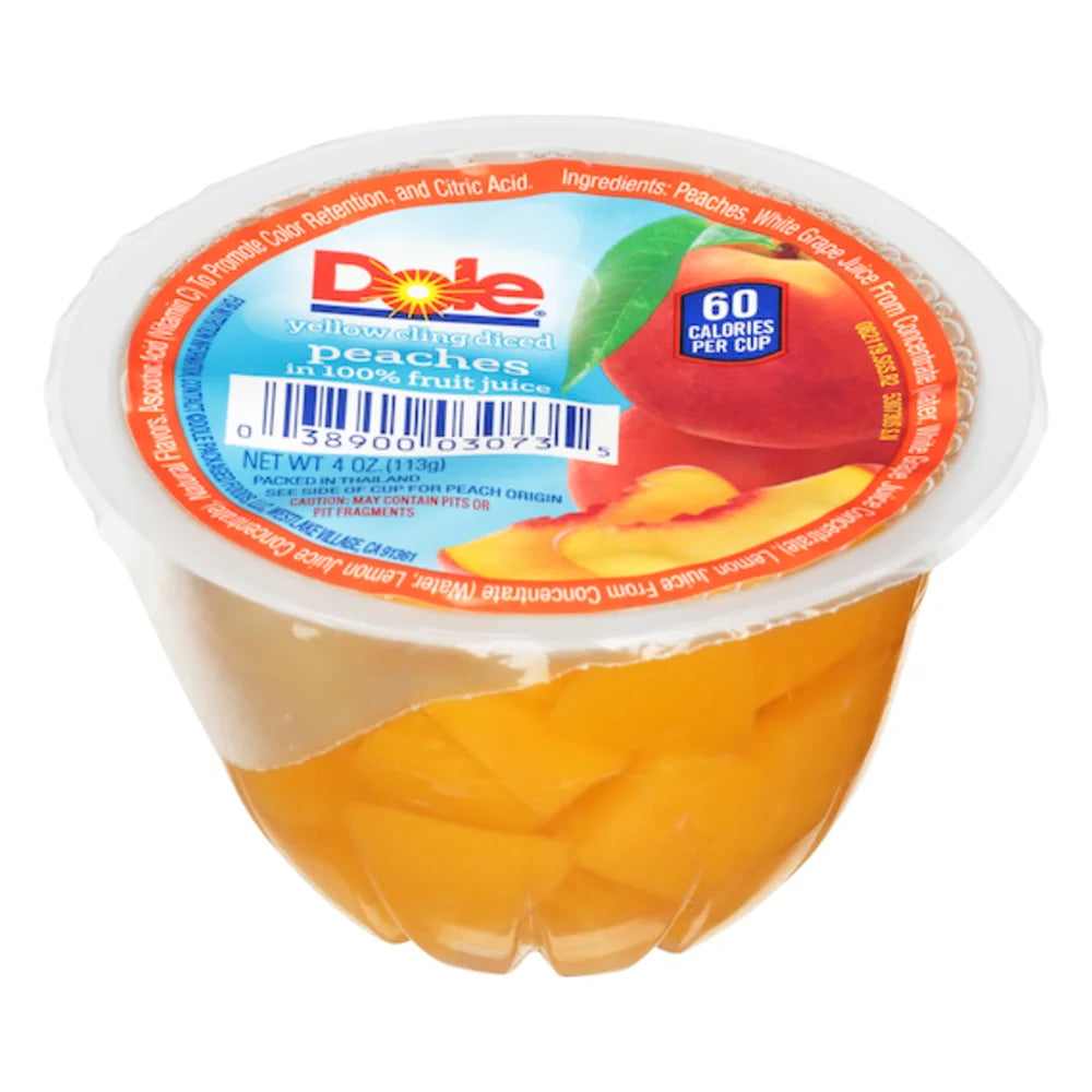 Dole Diced Peaches In 100% Juice, 4 Ounce — 36 Per Case