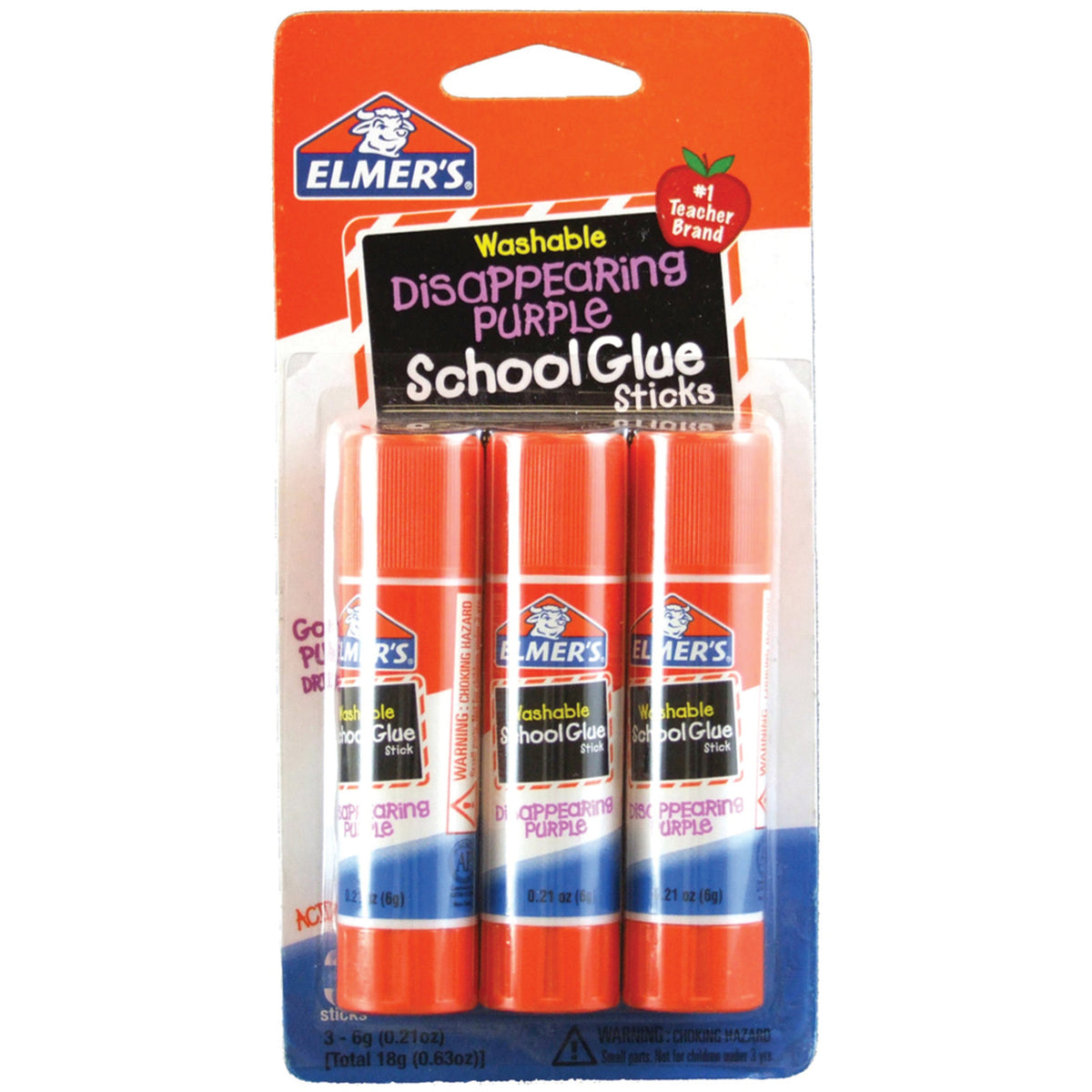 Elmer's School Glue Sticks, 0.21 oz, 3 Count — 48 Per Case
